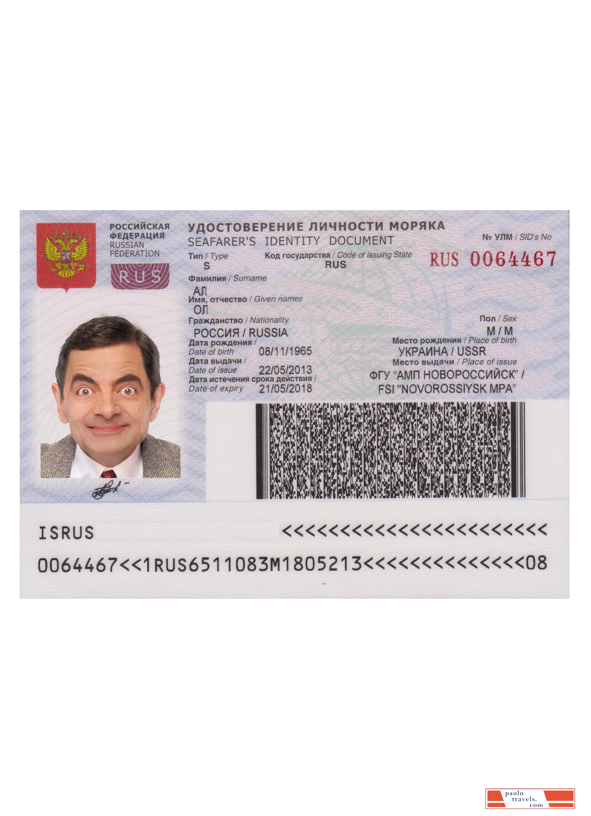 Russia seafarers identity document
